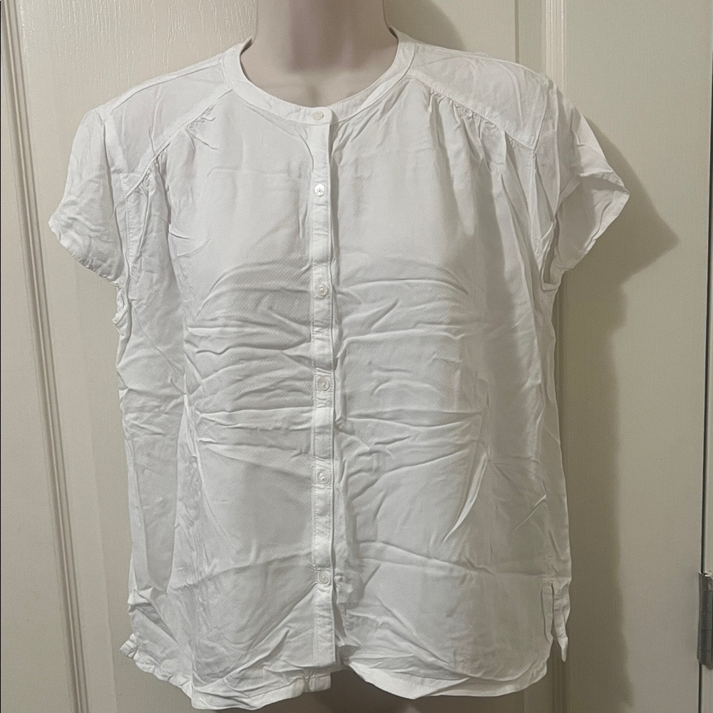 Old Navy White Button-Front Short Sleeve Blouse